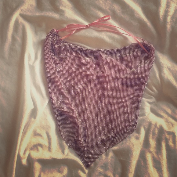 Pink chain mail diamanté top - Picture 3 of 6